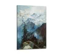 Impression sur toile représentant Albert Bierstadt dans les montagnes 20 x 30 cm