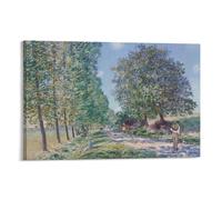 Impression sur toile représentant Alfred Sisley - MoretL'allee Des Peupliers A Moret Au Borddu Loing - Impressionnisme Fa - Impression sur toile - Décoration d'intérieur - 20 x 30 cm