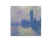 Impression sur toile représentant Claude Monet (Chambres du Parlement, ciel orageux, 1903) - Impression sur toile pour décoration murale salon, chambre à coucher - 30 x 30 cm