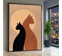 Impression sur toile représentant des silhouettes de chats minimalistes, décoration intérieure moderne, art mural bohème sur toile avec animaux, affiche abstraite de chat (50x70cm/sans cadre)