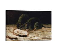 Impression sur toile représentant deux rats de Vincent Van Gogh - Décoration murale pour salon - 20 x 30 cm