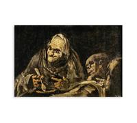 Impression sur toile représentant Francisco Goya « Two Old Men Eating Soup » - Décoration murale pour chambre à coucher, bureau, chambre à coucher, bureau - Sans cadre - 60 x 90 cm
