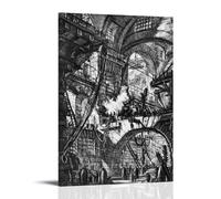 Impression sur toile représentant Giovanni Battista Piranesi Les Prisons Imaginaires De Giovanni Battista Piranesi - Décoration murale avec cadre esthétique - 60 x 90 cm