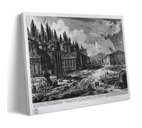 Impression sur toile représentant Giovanni Battista Piranesi - Vue du site où était l'ancien forum romain - Décoration murale pour salon, chambre à coucher - 30 x 45 cm