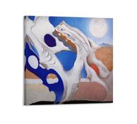 Impression sur toile représentant la célèbre peinture de Georgia O'Keeffe (ombre avec bassin et lune) - Décoration murale esthétique de musique et de cinéma - Pour salon, chambre à coucher, 50 x 50 cm