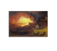 Impression sur toile représentant la destruction de Sodome et Gomorrhe par John Martin 30 x 45 cm