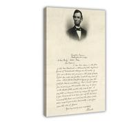 Impression sur toile représentant la lettre du président de la guerre civile Lincoln à Mme Bixby 1891 - Décoration murale - Décoration murale - Cadre cadeau - 30,5 x 45,7 cm