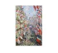 Impression sur toile représentant la Rue Montorgueil, Paris, célébration du 30 juin 1878 par Claude Monet - Décoration murale moderne - 30 x 45 cm