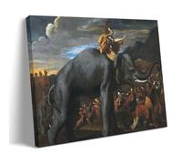 Impression sur toile représentant la traversée des Alpes sur des éléphants de Nicolas Poussin - Décoration murale pour salon - 20 x 30 cm