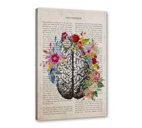 Impression sur toile représentant l'anatomie de la fleur de cerebrum - Art mural vintage - Éducation médicale - Décoration d'intérieur