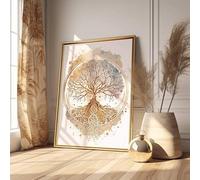 Impression sur toile représentant l'arbre de vie, art mural, yoga zen, affiche inspirante pour la maison, le bureau, la salle de méditation, le studio de yoga (40 x 60 cm, sans cadre)