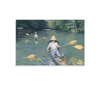 Impression sur toile représentant le célèbre peintre de Gustave Caillebotte de Skiffs on The Yerres - Décoration murale moderne - 20 x 30 cm