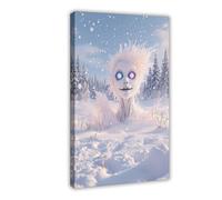 Impression sur toile représentant le paysage hivernal étrange et incroyable du bonhomme de neige refroidissant, décoration murale pour salon, chambre à coucher, 20 x 30 cm