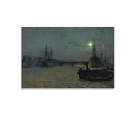 Impression sur toile représentant le pont de Londres - Demi-marée de 1884 par John_Atkinson_Grimshaw - 40 x 60 cm