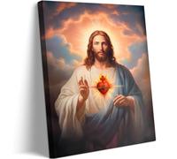 Impression sur toile représentant le Sacré-Cœur de Jésus - Décoration murale pour salon, chambre à coucher, bureau, décoration d'intérieur (jésus, 61 x 91,4 cm)
