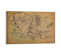 Impression sur toile représentant le Seigneur des Anneaux - Carte de la Terre du Milieu - 40 x 60 cm