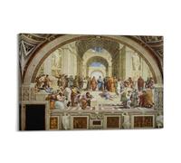 Impression sur toile représentant l'école d'Athènes par Raphael - Décoration murale pour salon - 60 x 90 cm
