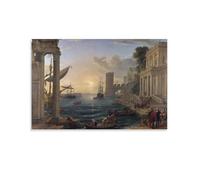 Impression sur toile représentant l'Embarcation de Saba Claude Lorrain - Art mural - Impression sur toile - Décoration de chambre - 20 x 30 cm
