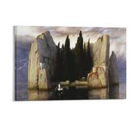 Impression sur toile représentant l'île des morts par Arnold Bocklin - 30 x 45 cm