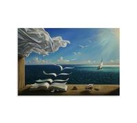 Impression sur toile représentant Salvador Dali - Motif livre de vagues - Décoration murale moderne - 30 x 45 cm