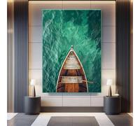 Impression sur toile représentant un bateau en bois vintage, art mural nautique, décoration marine, art inspiré de l'océan, décoration de maison de plage, peinture de bateau (21x30cm/sans cadre)