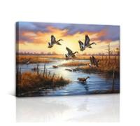 Impression sur toile représentant un canard sauvage en vol, affiche de style pastoral rural, peinture animalière, décoration d'intérieur, 50 x 70 cm, avec cadre
