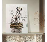Impression sur toile représentant un chien dalmatien noir et blanc - Décoration murale insolite pour salon, chambre à coucher, bureau - 40,6 x 50,8 cm
