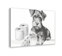 Impression sur toile représentant un chiot schnauzer miniature - Décoration murale pour salon, chambre à coucher - 60 x 90 cm