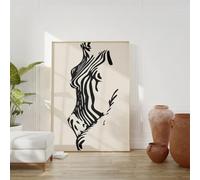 Impression sur toile représentant un corps de femme, beige et noir, style abstrait moderne, inspiration médiévale, idéale pour la décoration du salon (30 x 50 x 3 cm / Toile tendue sur châssis).