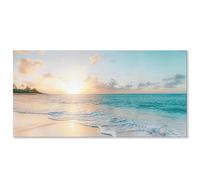 Impression sur toile représentant un coucher de soleil sur la plage, des vagues de l'océan, des paysages pour le salon, 50 x 100 cm, sans cadre