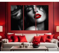 Impression sur toile représentant un couple sensuel et sexy, photo sexy sur toile, décoration murale, peinture de fille, affiches aux lèvres rouges, images de décoration murale 30 x 50 cm, avec cadre