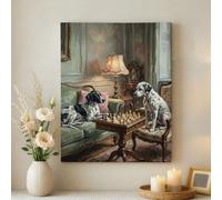 Impression sur toile représentant un jeu d'échecs charmant - Gris beige - Style vintage - Décoration d'intérieur pour salon, chambre à coucher, bureau - 40,6 x 50,8 cm