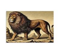 Impression sur toile représentant un lion de l'Atlas, montagnes, décoration de chambre, bureau, chambre, cadeau 20 x 30 cm