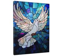 Impression sur toile représentant un oiseau bleu et blanc, décoration d'intérieur religieuse pour salon, chambre à coucher, bureau, sans cadre, 40,6 x 50,8 cm