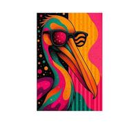 Impression sur toile représentant un pélican coloré pour décoration de chambre à coucher, bureau, chambre, cadeau 60 x 90 cm
