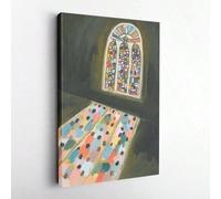 Impression sur toile représentant un vitrail reflétant un reflet, décoration murale, pour chambre à coucher, salon, couloir, dortoir, 80 x 140 cm, avec cadre