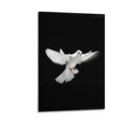 Impression sur toile représentant une colombe blanche en vol, symbole de la paix, ailes dynamiques, haute contraste, œuvre d'art pour chambre à coucher, 40 x 60 cm