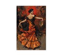 Impression sur toile représentant une danseuse de flamenco espagnole - Décoration murale pour salon, chambre à coucher - 30 x 45 cm
