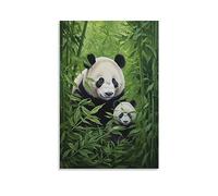 Impression sur toile représentant une famille de pandas, maison de ferme, bonheur, chaleur, animaux sur toile, décoration murale pour chambre à coucher, décoration d'intérieur