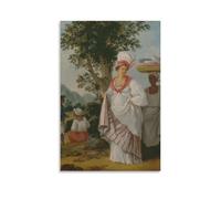Impression sur toile représentant une femme créole des Antilles élégante Dre Agostino Brunias - Décoration murale moderne - 20 x 30 cm