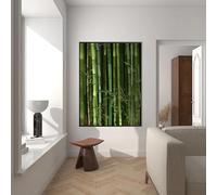 Impression sur toile représentant une forêt de bambous japonais, style botanique et minimaliste, style zen, pour décoration de salon ou d'intérieur (30 x 40 cm, sans cadre)