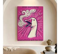 Impression sur toile représentant une oie insolite pêche - Décoration d'intérieur amusante pour salon, chambre à coucher, bureau - Œuvre d'art motivante - 30,5 x 40,6 cm