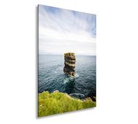 Impression sur toile représentant une pierre solitaire dans l'océan défiant l'éternité Format : 70 x 50 cm XXL Impression d'art sur châssis Décoration murale pour salon