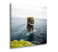 Impression sur toile représentant une pierre solitaire dans l'océan malgré l'éternité Format : 60 x 60 cm XXL Impression d'art sur châssis Décoration murale pour salon