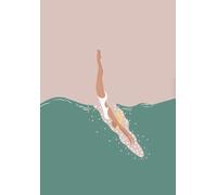 Impression Sur Toile Représentant Une Piscine Estivale, Une Fête, Une Plage, Un Océan, Un Bateau, Décoration Murale, Style Nordique, Format A6 40X50Cm Sans Cadre