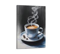 Impression sur toile représentant une tasse de café, ombre claire, fumée, décoration murale moderne pour chambre à coucher, 30 x 45 cm