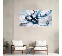 Impression sur toile, reproduction giclée d'une œuvre d'art abstraite à motifs tourbillonnants bleus, affiche de décoration intérieure au design dynamique, décoration murale 65x130cm Sans cadre