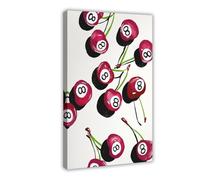 Impression sur toile rétro 8 boules cerises pour chambre à coucher, bureau, chambre, cadeau 40 x 60 cm