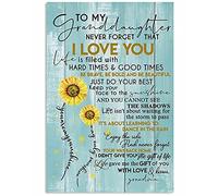 Impression sur toile rétro avec tournesol « To My Granddaughter Never Forget That I Love You » - Décoration murale moderne pour bar, grotte de personnes, salle de sport - Sans cadre - 15,2 x 20,3 cm