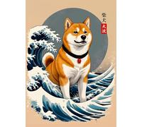 Impression sur Toile Retro Japanese Great Wave of Animals Capybara Koi Kraken Cartoon Poster Canvas Painting Wall Art Pictures Home Interior Decor 15X20Cm No Frame